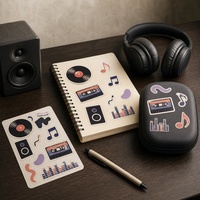 Ensemble d'autocollants sur le thème de la musique personnalisés pour ordinateur portable, étui pour écouteurs et décoration de papeterie