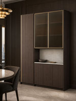 Buffet haut de gamme du sol au plafond, armoire de rangement en bois, style Hong Kong de luxe pour salon
