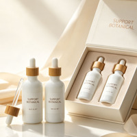En stock, flacons compte-gouttes en verre givré blanc, 5-100 ml, vides, pour sérum, huile essentielle, emballage cosmétique avec couvercle en bambou, logo personnalisé