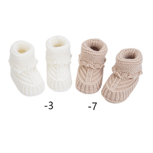 Chaussettes-chaussons tricotées en gros pour bébés, à tricot épais, avec revers à volants, antidérapantes, pour la marche, chaudes pour l'hiver, antibactériennes, pour nourrissons, OEM - Product Image 2