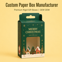 Boîte cadeau en papier de Noël avec trou de suspension et fenêtre transparente, boîte de vente au détail pour friandises de fêtes, cadeaux sucrés, emballage personnalisé imprimé
