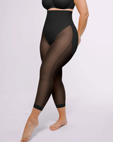 Legging Capri Gainant Taille Haute en Maille Effet Ventre Plat et Remonte-Fesses pour Femme