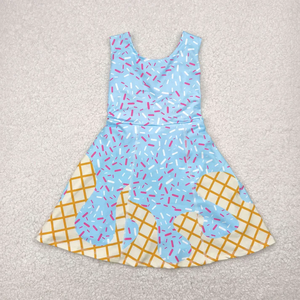 Vestido Deportivo para Niña Pequeña, Ropa Deportiva de Yoga para Niños, Vestidos de Yoga con Estampado de Helado, Ropa Activa para Niños - Product Image 6