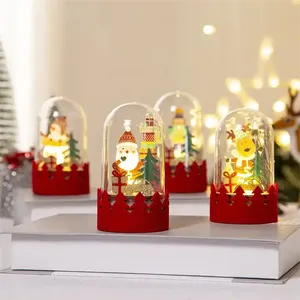 Wooden Ornaments Luminous Led Small Night Light Bedroom Display Xmas Christmas Plastic Dome Night Lantern Xmas Crafts Decoracion