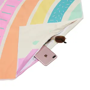 Khăn Đi Biển Không Cát Có Thể Gập Lại In Logo Tùy Chỉnh Mới Mùa Hè Nhẹ 2023 Có Túi Khóa Kéo - Product Image 1