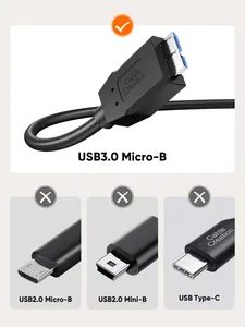 Cablecreation ngắn USB ổ cứng cáp 1ft 5Gbps USB 3.0 bên ngoài ổ cứng cáp