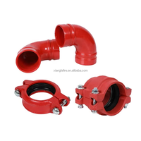 Coude rainuré en fonte ductile à 90 degrés, revêtement époxy rouge, raccord de tuyauterie pour systèmes d'incendie et d'irrigation