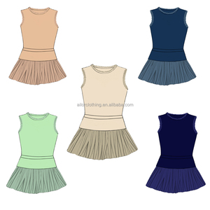 Vestido de tenis para niñas con capas de malla, pantalones cortos incorporados y ribete de encaje, conjunto personalizado de tela de yoga para deportes escolares y uso diario. - Product Image 3