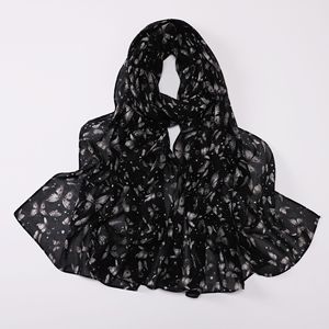 Bufanda de gasa con estampado de alta calidad BSBH, bufanda <span class=keywords><strong>Hijab</strong></span> de gasa con logotipo personalizado, bufanda Vintage con flores, chal largo para mujer - Product Image 4