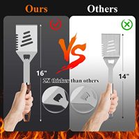 SEB Ensemble d'accessoires de barbecue extra épais 23 pièces, ustensiles de grillade en acier inoxydable, pinces à viande, sac en toile pour le camping en plein air