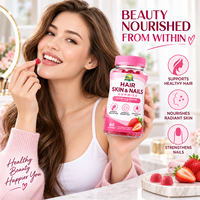 Gummies Cheveux Peau Ongles OEM 2500mcg Biotine Collagène Kératine Fraise Vitamine C E Vrac Marque Privée