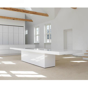 Màu Trắng Và Màu Đen Corian Rắn Bề Mặt Đá Phòng Hội Nghị Văn Phòng Bảng Và Ghế Với Các Loại Cáp - Product Image 6