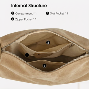 Customize Large Capacity Lightweight Suede Leather Crossbody <b>Bags</b> Slouchy Shoulder Tote Handbag Women Adjustable Strap Zipper - Product Image 3