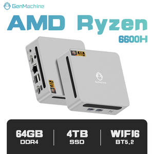 Mini <span class=keywords><strong>PC</strong></span> GenMachine Ryzen 5 6600H AMD, 6 Núcleos, 12 Subprocesos, LAN 2.5G, Wifi 6, BT 5.2, 2HD, 4USB 3.0, USB4, 3 Pantallas, RAM 16G LPDDR5 - Product Image 1
