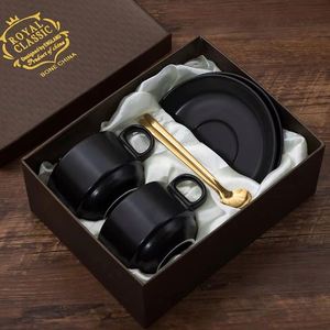 Top Selling Handmade Premium Gold Rim Coffee <b>Cup</b> Saucer Set Gold Spoon UV Printed Custom Logo Father's Day Luxury Gift Box - Product Image 3