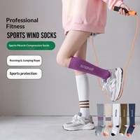Chaussettes de compression respirantes pour femmes, hautes jusqu'au genou, pour la course, la corde à sauter, le fitness, absorbant la transpiration, chaussettes amincissantes