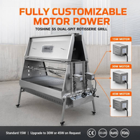 Grill rotatif double en acier inoxydable avec capot isolé, cuisson double face, grande capacité, rôtissoire à charbon de bois