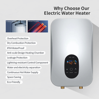 Chauffe-eau électrique sans réservoir intelligent 220-240V 4500W avec écran numérique, chauffe-eau instantané pour la maison, la salle de bain et la douche