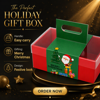 Boîte de Noël personnalisée avec poignée de transport pour emballage festif de gâteaux