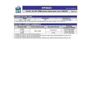 เครื่องมือวัด HT รุ่น HT9023 TRMS AC DC แคลมป์มิเตอร์ 0 Hz 1 kHz เครื่องวิเคราะห์พลังงาน - Product Image 4