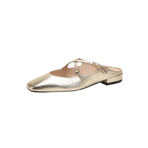 Mules élégantes pour femmes à bout carré, à brides croisées, sans talon, plates, style Mary Jane, tendance mode, respirantes et antidérapantes - Product Image 4