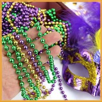 Perles en plastique électro-plaquées, colorées, pour le Mardi Gras, le poisson d'avril, le Nouvel An, le Ramadan, collier chaîne pour costume de festival