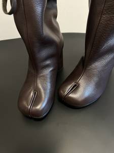 Botines de moda para mujer con punta abierta y Punta abierta de cuero genuino con forro térmico botas <span class=keywords><strong>Tabi</strong></span> de tacón grueso para verano e invierno - Product Image 3