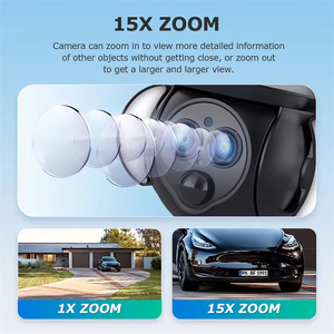 6MP 15x Zoom HD ba ống kính Màn hình kép <span class=keywords><strong>Camera</strong></span> quan sát an ninh Màu đỏ ánh sáng màu xanh Báo động PIR con người phát hiện 4G Wifi năng lượng mặt trời thẻ SD - Product Image 3