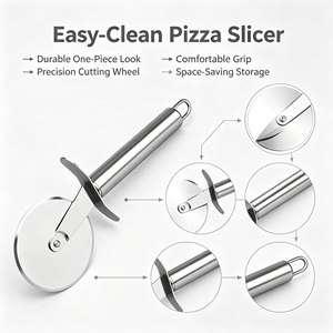 Roulette à <span class=keywords><strong>pizza</strong></span> en acier inoxydable de qualité alimentaire, coupe-<span class=keywords><strong>pizza</strong></span> rond avec poignée, outil de cuisine facile à nettoyer pour <span class=keywords><strong>pizza</strong></span>, pain et pâtisserie - Product Image 5
