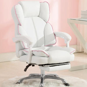 Venta al por mayor lindo Rosa moderno muebles jefe silla de oficina cómoda de cuero y malla con reposacabezas grande y alto premium blanco barato - Product Image 3