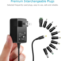 Adaptor Daya AC DC Universal 12V 2A dengan 10 Tip untuk Lampu LED Strip 12V, Kamera CCTV, Router, Speaker Bluetooth, dan Lainnya