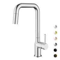 Robinet de cuisine simple et contemporain à poignée unique, bec rotatif en céramique, monotrou, à poser sur le plan, en acier inoxydable, divers modèles