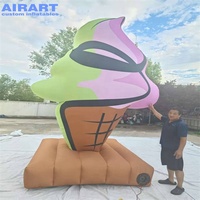 Décorations de magasin sur mesure : Ballon gonflable mignon en forme de crème glacée, modèle de dessin animé gonflable en forme de crème dessert