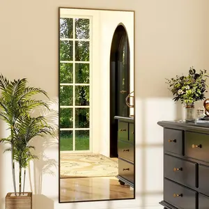 Espejo de cuerpo completo Colgante independiente o espejo de piso rectangular inclinado Aleación de aluminio para dormitorio - Product Image 2