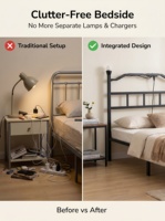 Hochwertige Aufbewahrungsbox Amerikanischer Standard-Steckdosenkasten Geräuschfreie Robuste Touch-Control Nachttischlampe Eisenrahmen-Bett