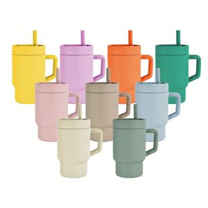 9oz Eco-friendly Leak Proof Silicone Handle Colorful Coffee <b>Travel</b> Reusable Foldable Drinking <b>Cup</b> with <b>Bamboo</b> Lids for Kids - Product Image 2