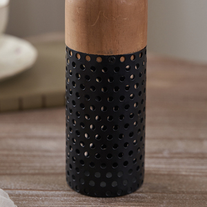 Tempat lilin kayu sederhana pedesaan, penyangga lilin logam dan kayu elegan untuk Natal Paskah pernikahan dan interior rumah pertanian - Product Image 4