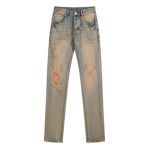   Jeans pour hommes de haute qualité, extensibles, coupe droite, vintage, déchirés, slim, <span class=keywords><strong>skinny</strong></span>, en denim de créateur - Product Image 2