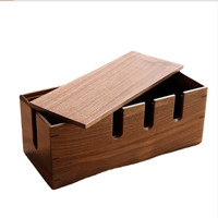 Organizador de Escritorio Multifuncional de Madera Maciza de Nogal, Gestión de Cables Multiusos para Router, Enchufes, para Sala de Estar