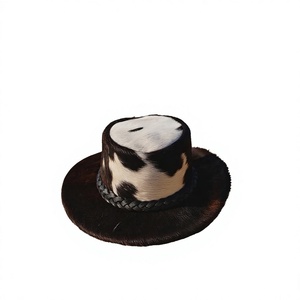 Chapeau de cowboy en fausse fourrure à imprimé vache, style décontracté unisexe, adulte 56-58CM - Product Image 1