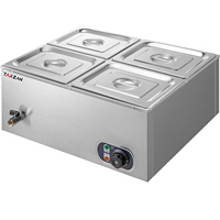 Gewerblicher Speisenwärmer mit 6 Behältern, Temperaturregelung und Zapfhahn für Partys, Edelstahl Bain-Marie