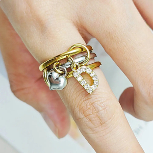 INS Y2K Fashion Heart Letter Pendant Charm <strong>Rings</strong> for Women Trendy Zircon Stainless Steel Gold Color <strong>Ring</strong> <strong>Stack</strong> Sets Jewelry Gift - Product Image 5