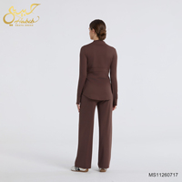 Ensemble de sport 2 pièces pour femmes musulmanes, vêtements de sport modestes, haut à manches longues entièrement zippé, pantalon large, tenue de yoga et de gym, logo personnalisé