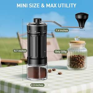 Moulin à café manuel portable classique en verre avec base en verre, 40 niveaux de réglage, pour le voyage - Product Image 3