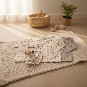 Conjunto de Algodón Suave para Recién Nacidos Peekaboo Monde Baenat, Conjunto de Dos Piezas Transpirable para Bebé, Ajuste Suave, Tela Ligera, Delicado para Bebés - Product Image 3