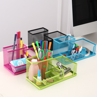 Organisateur de bureau en maille noire 3 compartiments fournitures de bureau Caddy porte-stylo seau en métal stockage fournitures de bureau organisateur de stockage