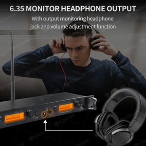 Clavax CLIEM-IEM2050 trong tai không dây Tai màn hình hệ thống kim loại IEM hệ thống không dây sân khấu monitoreo trong tai với người dùng không giới hạn - Product Image 5
