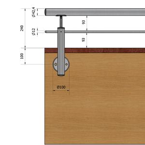 P110133-2 Acier inoxydable AISI 304 satiné Faible hauteur 24 1 Traverse Fixation latérale Montant rond Ø 42.4 - Product Image 1
