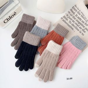 ถุงมือถักกันหนาวสำหรับผู้หญิง, ถุงมือกันหนาวหนาสำหรับขี่กลางแจ้งหน้าจอสัมผัส5นิ้วสำหรับผู้ชาย - Product Image 2