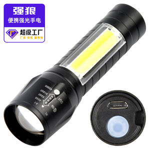 ไฟฉายแบบชาร์จไฟได้ Strong Wolf Mini XPE COB LED ซูมได้ ไฟฉายยุทธวิธี แบตเตอรี่ 500mAh ชาร์จผ่าน USB - Product Image 1